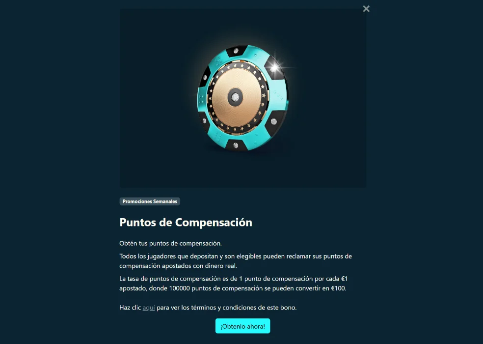 Dendera Casino Puntos de Compensación Dendera Casino promoción de puntos de compensación con detalles del bono