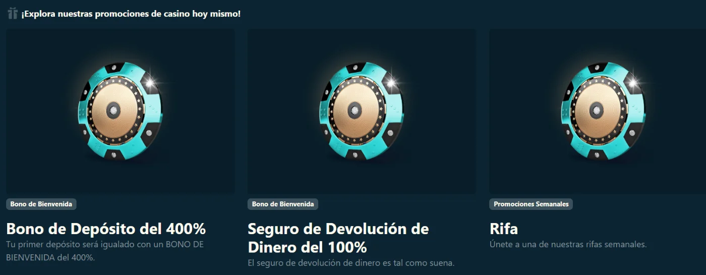Dendera Casino Bonos y Promociones Dendera Casino sección de promociones con bonos de bienvenida y ofertas semanales